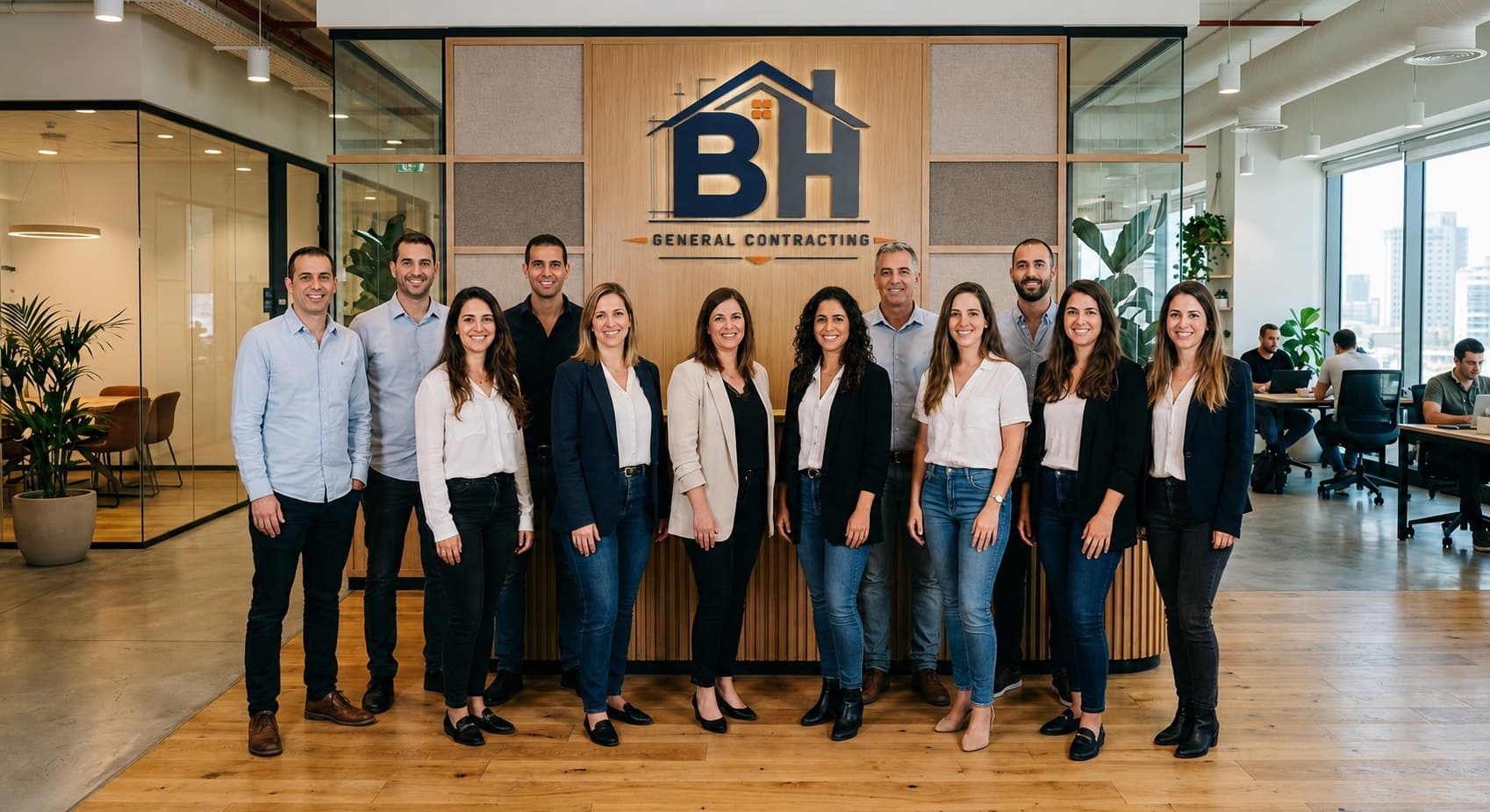 BH General Contractor project coordination team in the company office