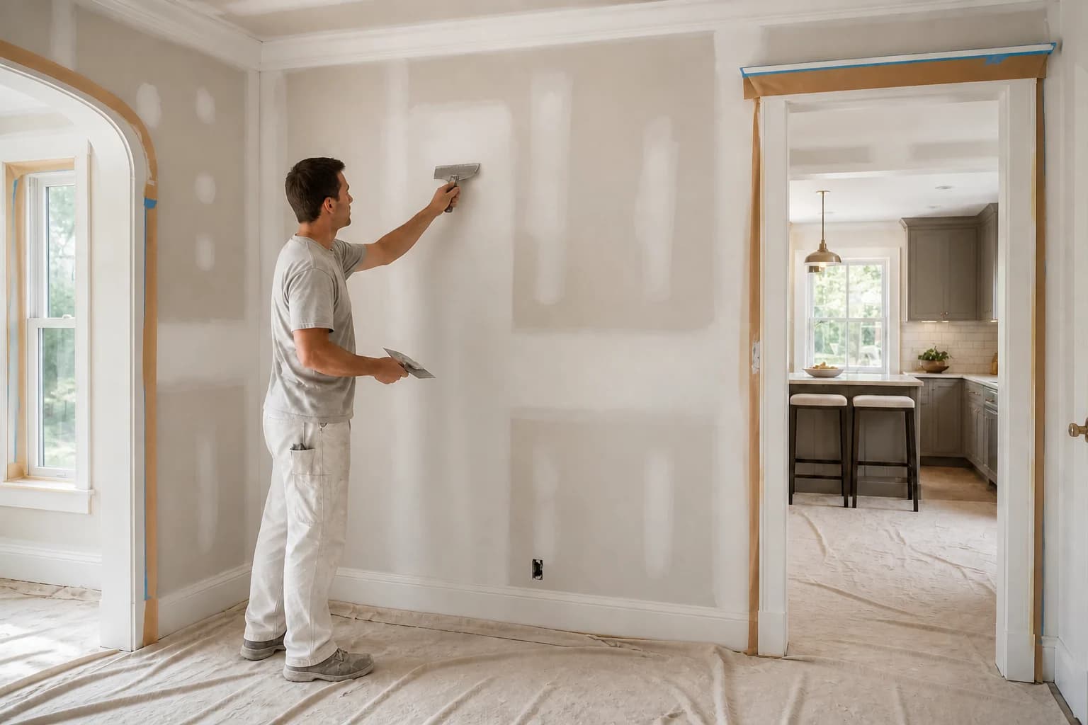 Drywall finishing in a protected Shaker Heights home